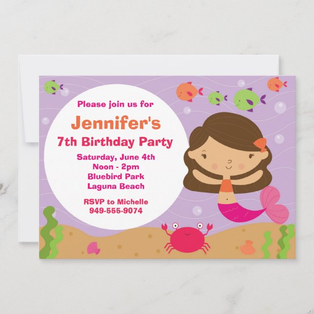 Convite de aniversário Mermaid (Frente)