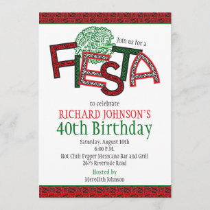 Convite de aniversário mexicano Fiesta Aztec