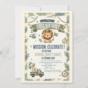 Convite de Aniversário Militar Operação Primeiro A