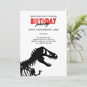 Convite de aniversário Minimalista T-Rex