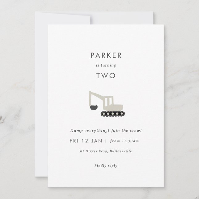 Convite de Aniversário Mínimo do Partido da Constr (Frente)