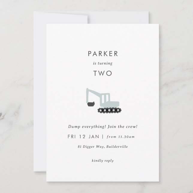 Convite de Aniversário Mínimo do Partido da Constr (Frente)