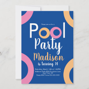 Convite de Aniversário Mínimo para Festa na Piscin