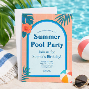 Convite de Aniversário Moderno para Festa de Pisci