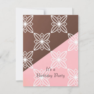 Convite de Aniversário Moderno Rosa e Chocolate