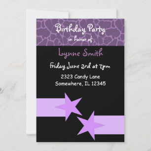 Convite de Aniversário Moderno Roxo e Preto