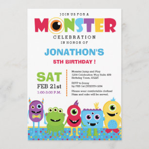 Convite de aniversário Monster