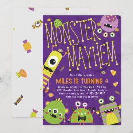 Convite de aniversário Monster Mayhem