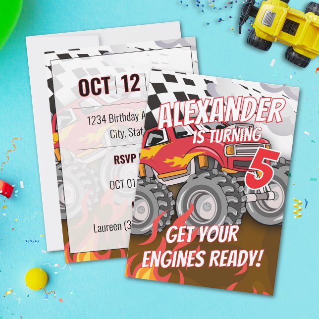 Convite de aniversário Monster Truck (Criador carregado)