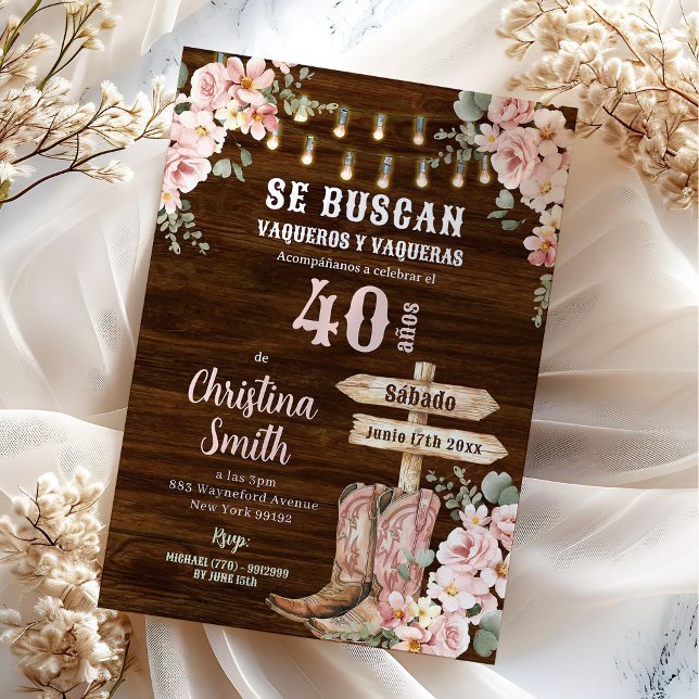 Convite de Aniversário Mulher Adulta Floral Rústic (Criador carregado)