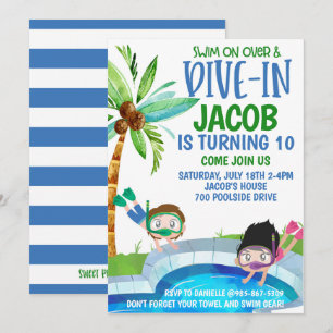 Convite de Aniversário na Piscina