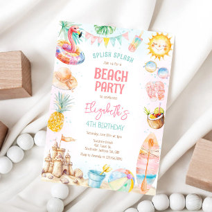 Convite de Aniversário na Piscina de Verão na Prai