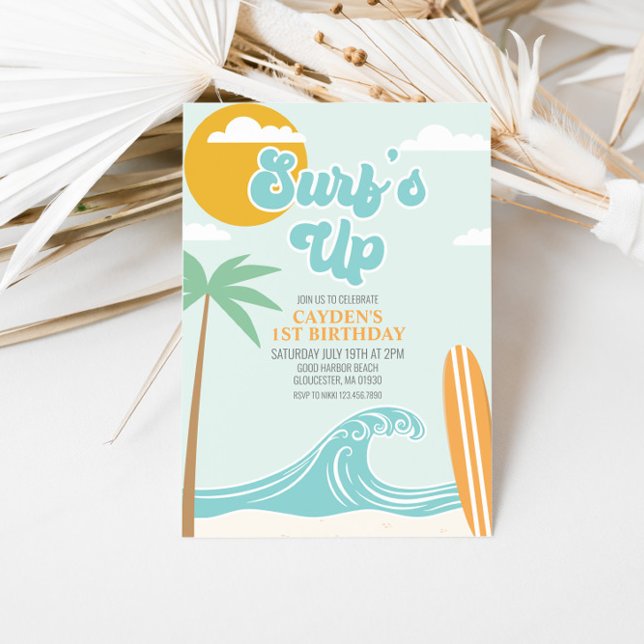 Convite de Aniversário na Praia Surfs Up (Criador carregado)