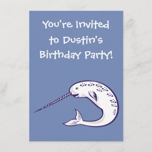 Convite de aniversário Narwhal Feliz