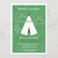 Convite de aniversário Native American Tipi