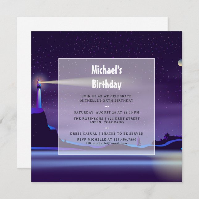 Convite de aniversário náutico (Frente/Verso)