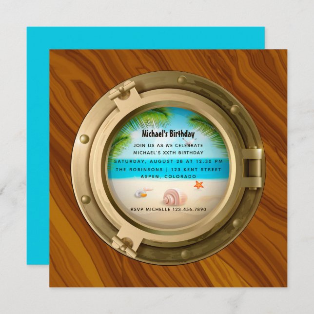 Convite de aniversário náutico (Frente/Verso)
