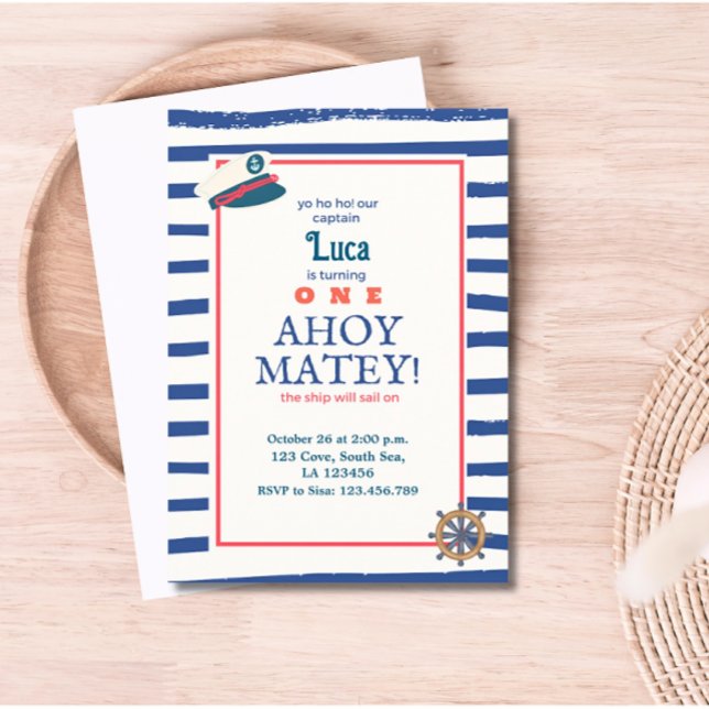 Convite de Aniversário Náutico (Nautical Birthday Invitation)