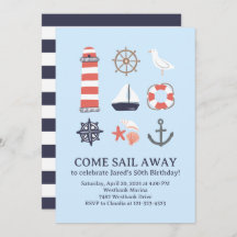 Convite de Aniversário Náutico para Adultos ou Cri