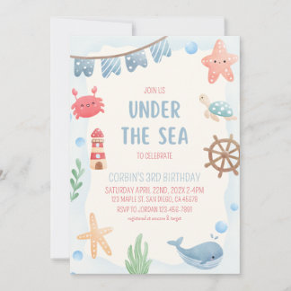 Convite de Aniversário Náutico Sob o Mar