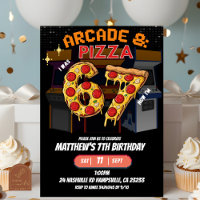 Convite de aniversário Neon Arcade e Pizza 67