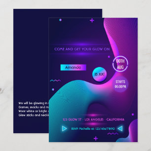 Convite de Aniversário Neon Brilho no Escuro