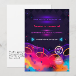 Convite de Aniversário Neon Glow