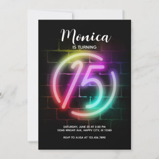 Convite de aniversário Neon para 15 de menina Aniv