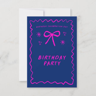 Convite de Aniversário Neon Rosa Personalizável