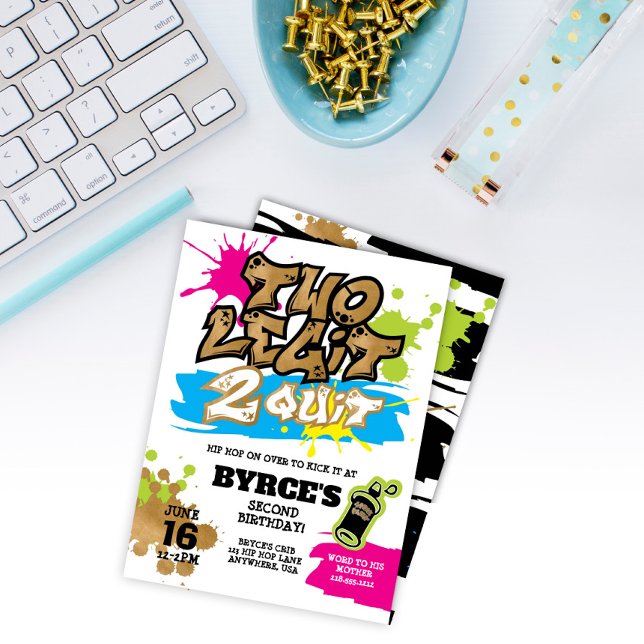 Convite de Aniversário Neon Two Legit to Quit 2nd (Criador carregado)