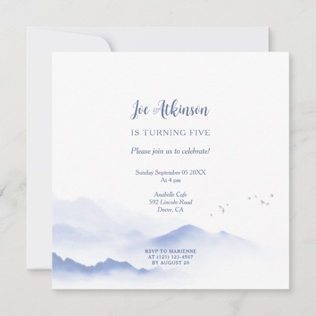 Convite de aniversário neutro para as montanhas az (Frente)