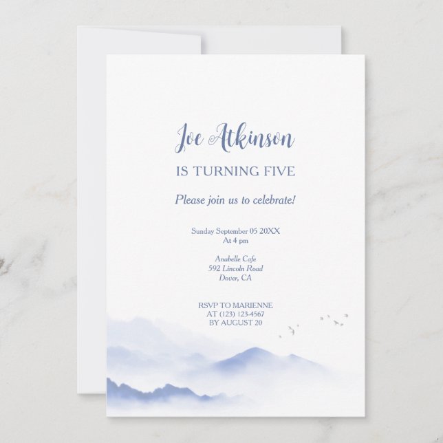Convite de aniversário neutro para as montanhas az (Frente)