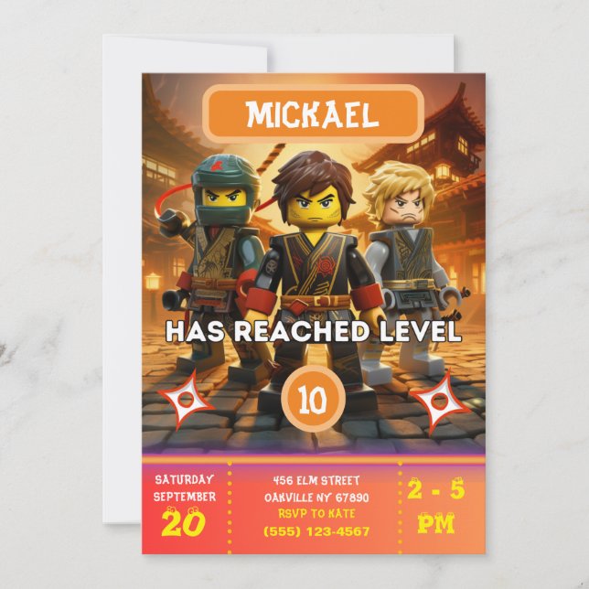 Convite de aniversário Ninja (Frente)