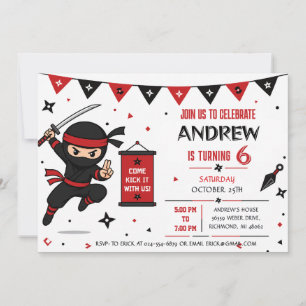 Convite de Aniversário Ninja Personalizado