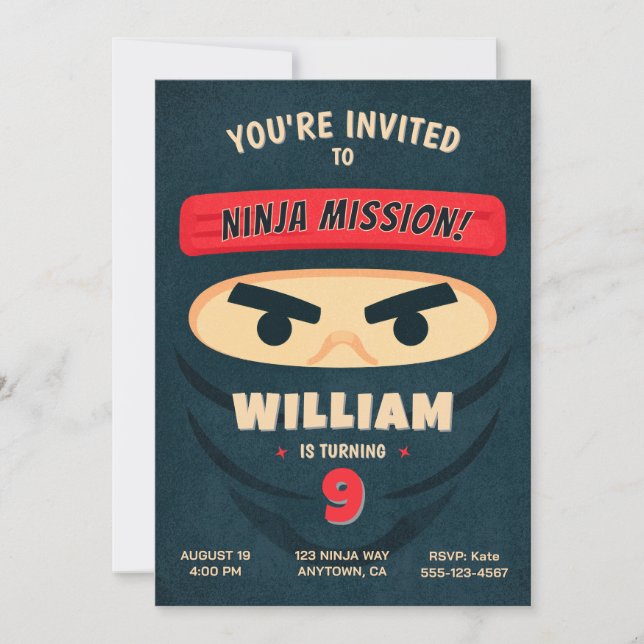 Convite de Aniversário Ninja Warrior (Frente)
