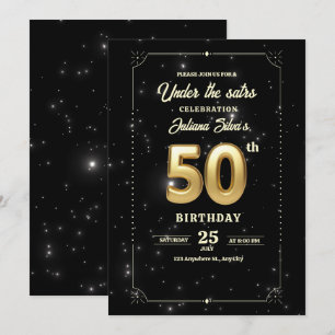 Convite de Aniversário Noite Estrelada, 50º Aniver