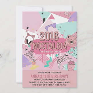 Convite de Aniversário Nostalgia 2016 Glow-Up