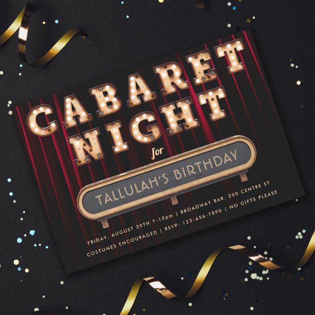 Convite de aniversário Noturno de Cabaret (Criador carregado)