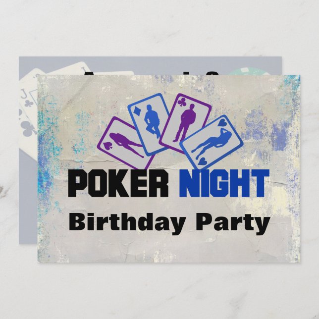 Convite de aniversário Noturno Poker (Frente/Verso)