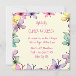 Convite de aniversário num design feliz e quadrado