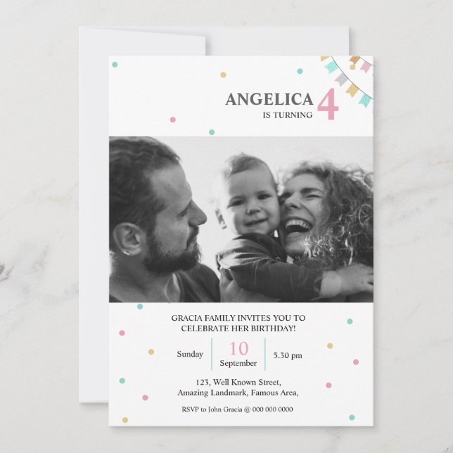 Convite de Aniversário | Número do Ano Personaliza (Frente)