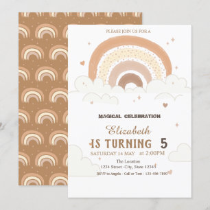 Convite de Aniversário Nuvens Arco-íris Aquarela
