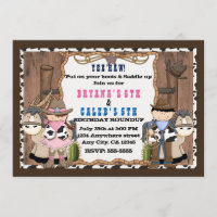 Convite de aniversário Ocidental Cowboy & Cowgirl