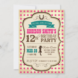 Convite de aniversário ocidental da Cowgirl