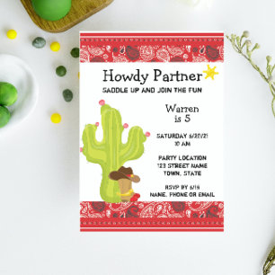 Convite de aniversário ocidental do cowboy