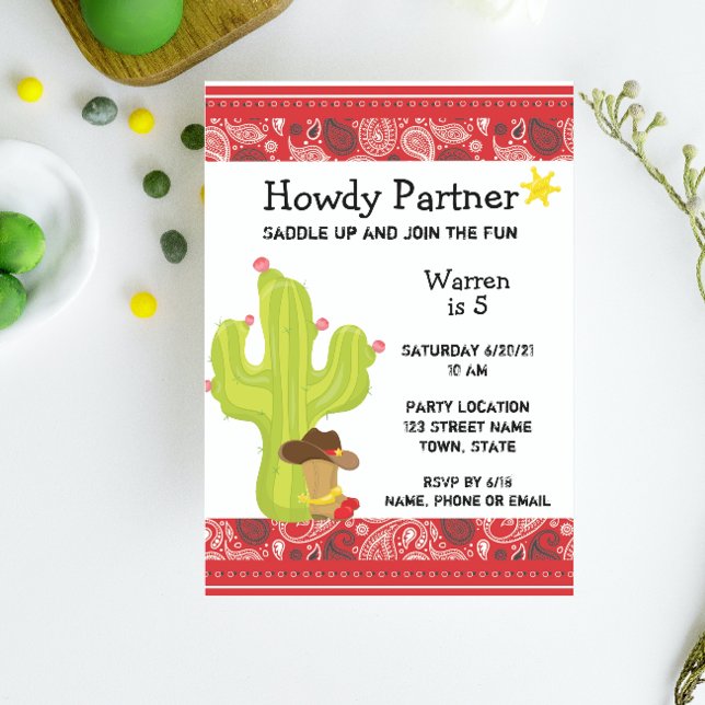 Convite de aniversário ocidental do cowboy (Criador carregado)