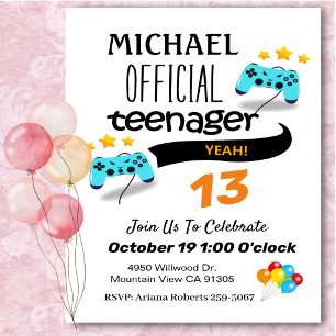 Convite de aniversário oficial do adolescente