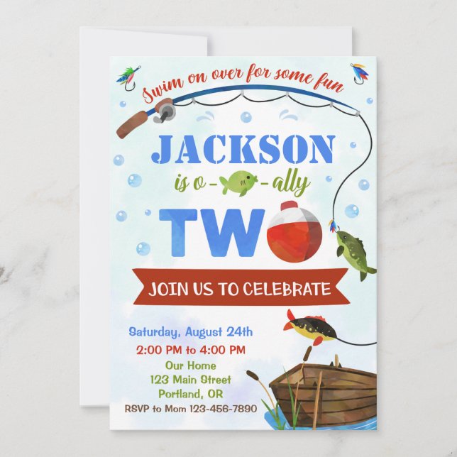 Convite de aniversário Ofishally DOIS O-fish-al (Frente)