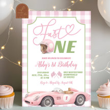 Convite de Aniversário ONE Rosa Préppy Retro Rápid