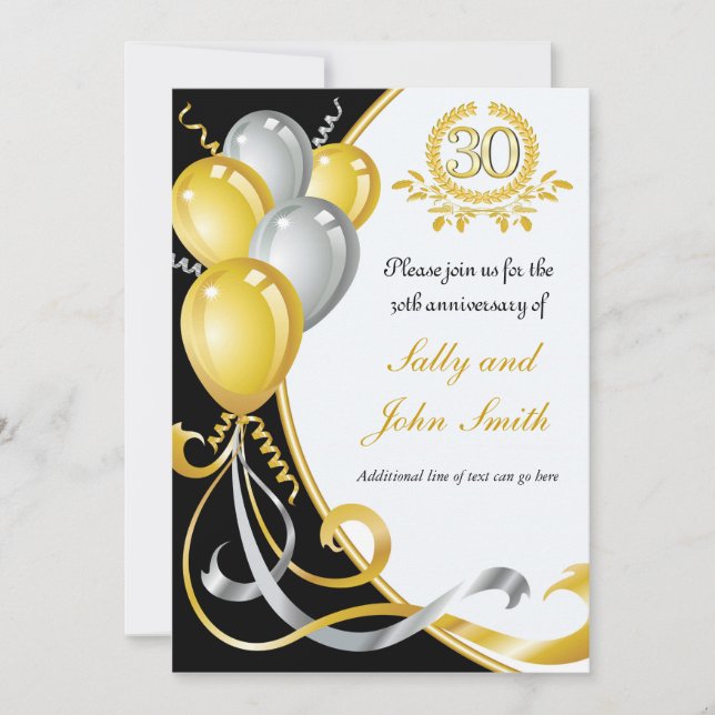 Convite de Aniversário Ouro e Prata de 30º Anivers (Frente)